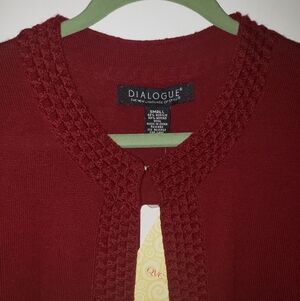 Dialogue Women's Rich Burgundy Cardigan & Tank Set Wool Bld